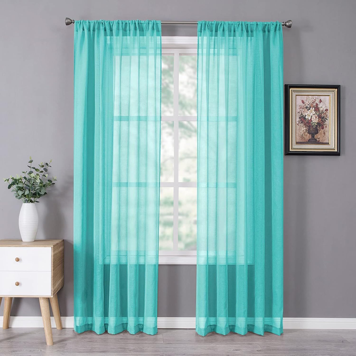 White Linen Sheer Curtain Panels