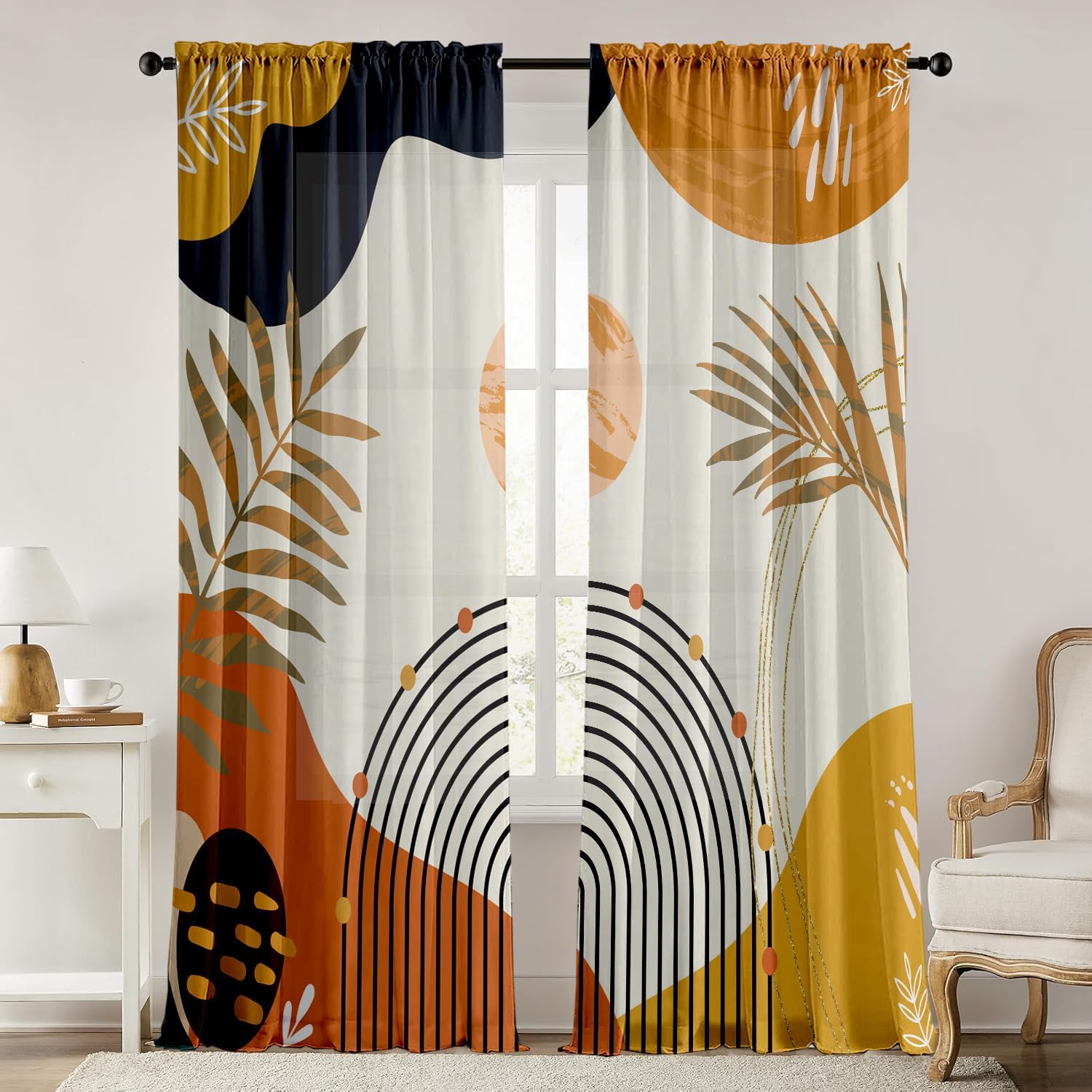Sage Green Floral Curtain Panels
