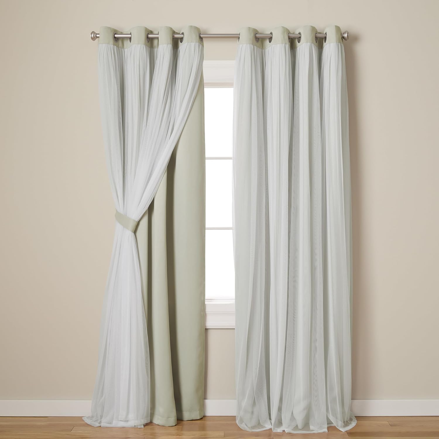 Rose Blush Layered Blackout Curtains