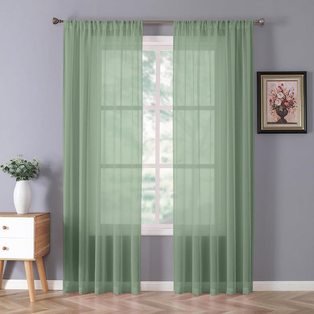 White Linen Sheer Curtain Panels