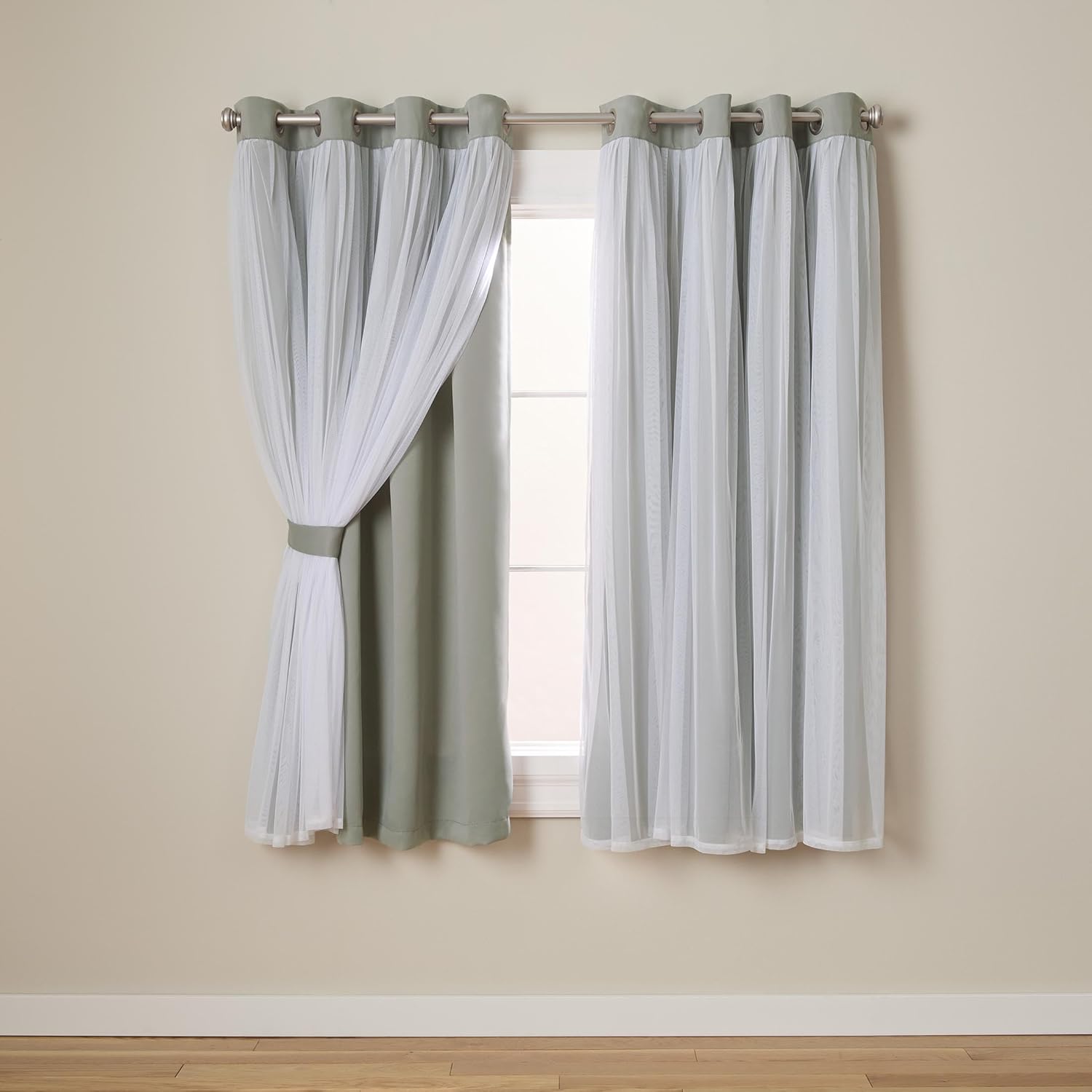 Rose Blush Layered Blackout Curtains