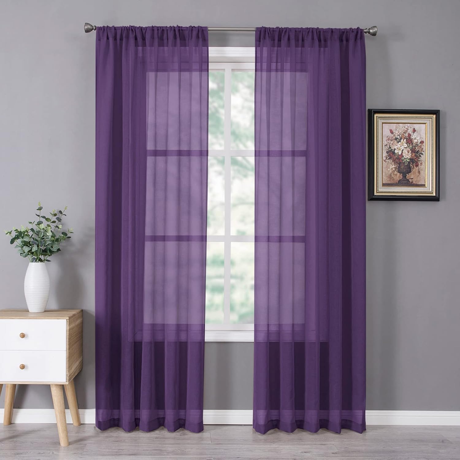 White Linen Sheer Curtain Panels