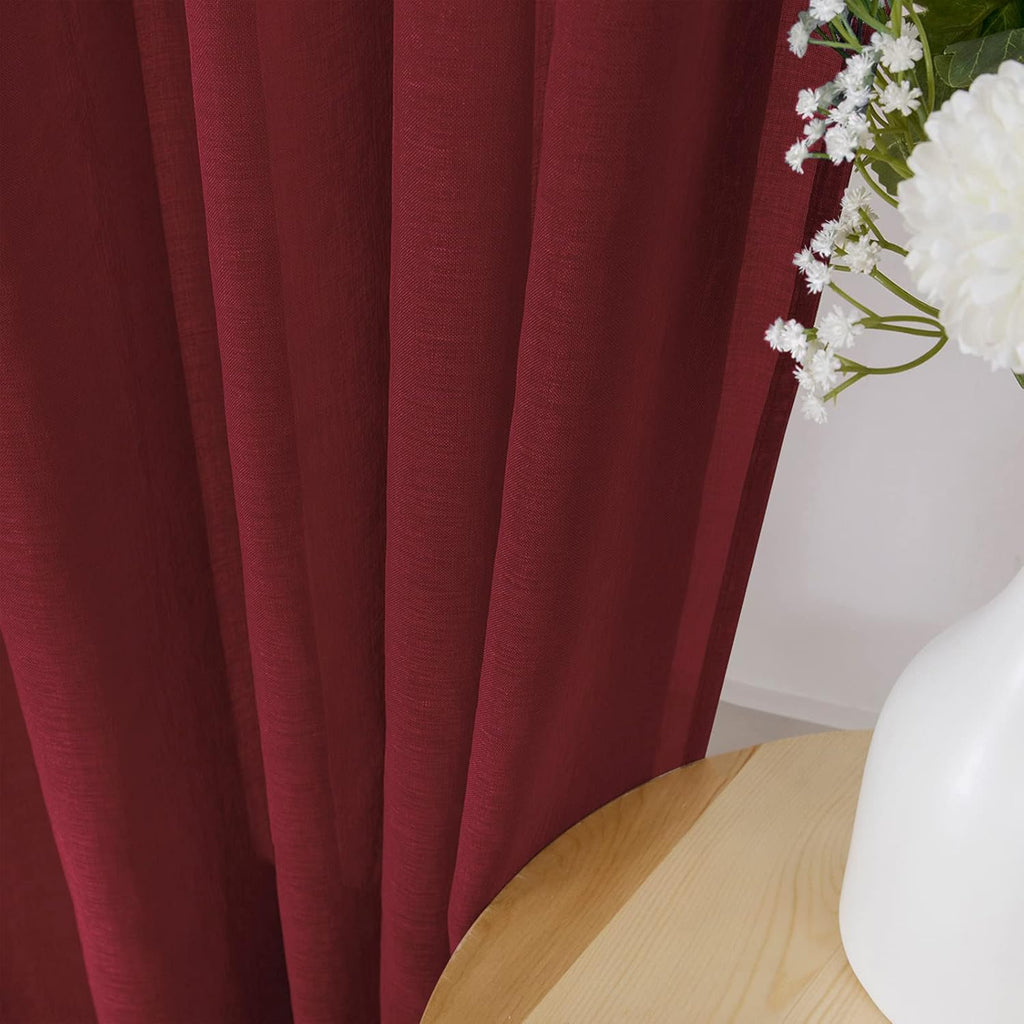 White Linen Sheer Curtain Panels