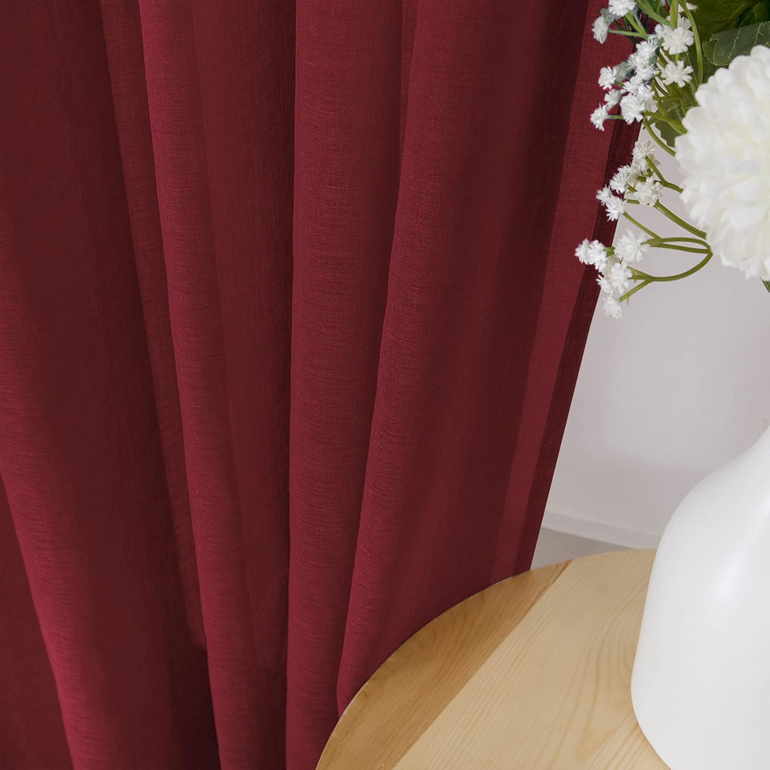 White Linen Sheer Curtain Panels