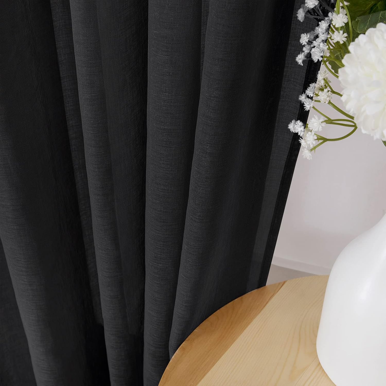 White Linen Sheer Curtain Panels