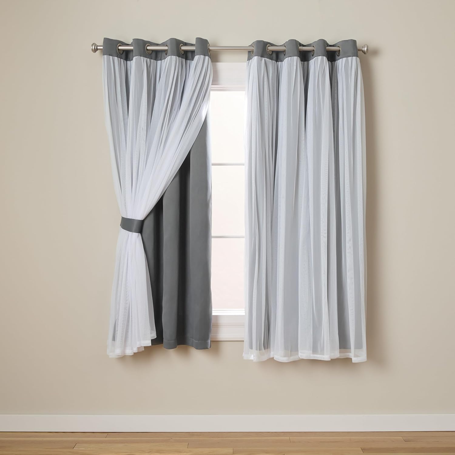 Rose Blush Layered Blackout Curtains