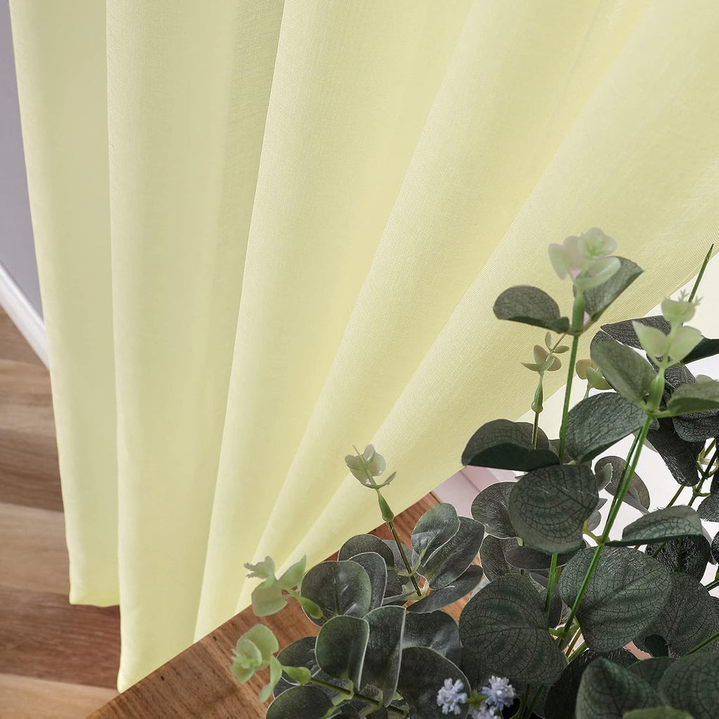 White Linen Sheer Curtain Panels