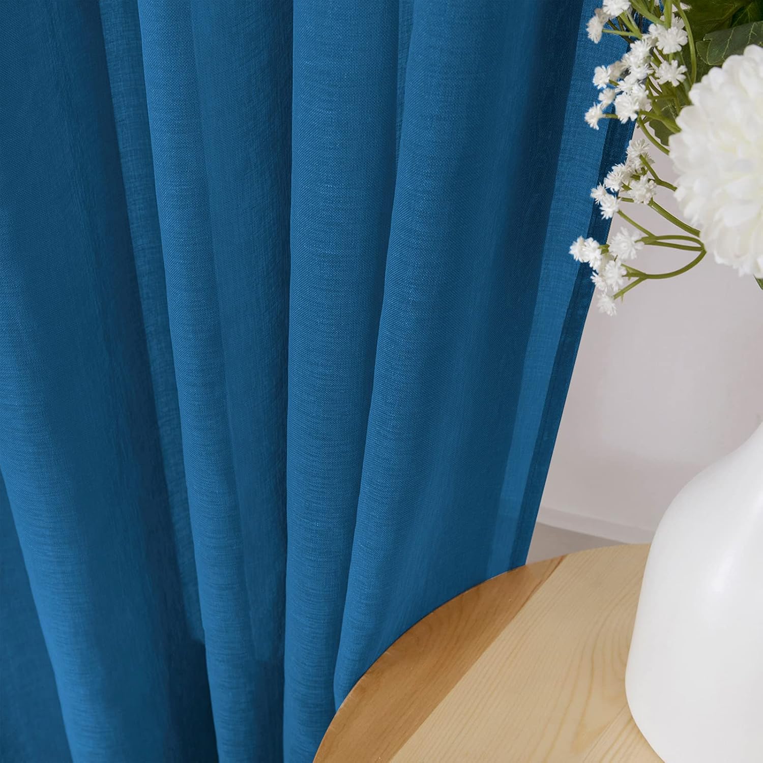 White Linen Sheer Curtain Panels
