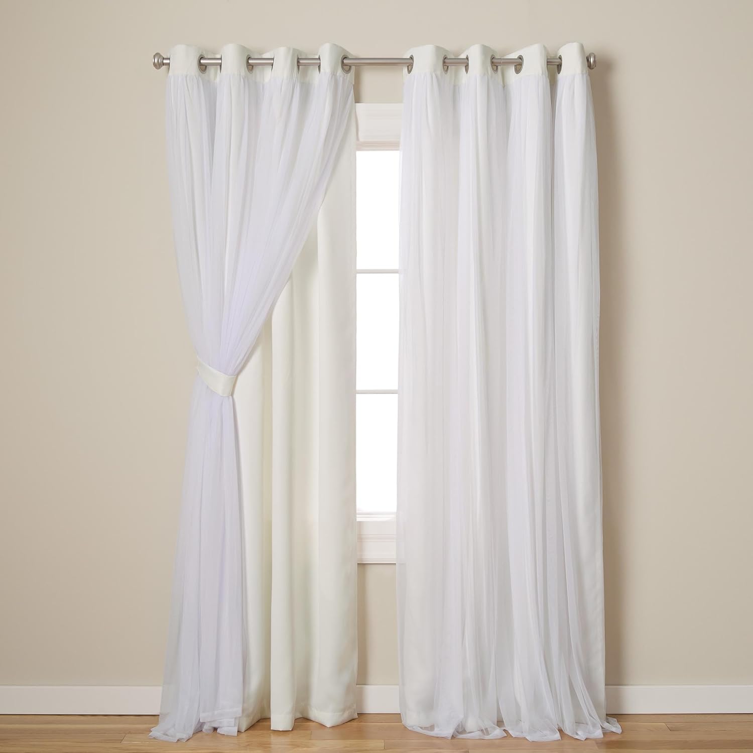 Rose Blush Layered Blackout Curtains