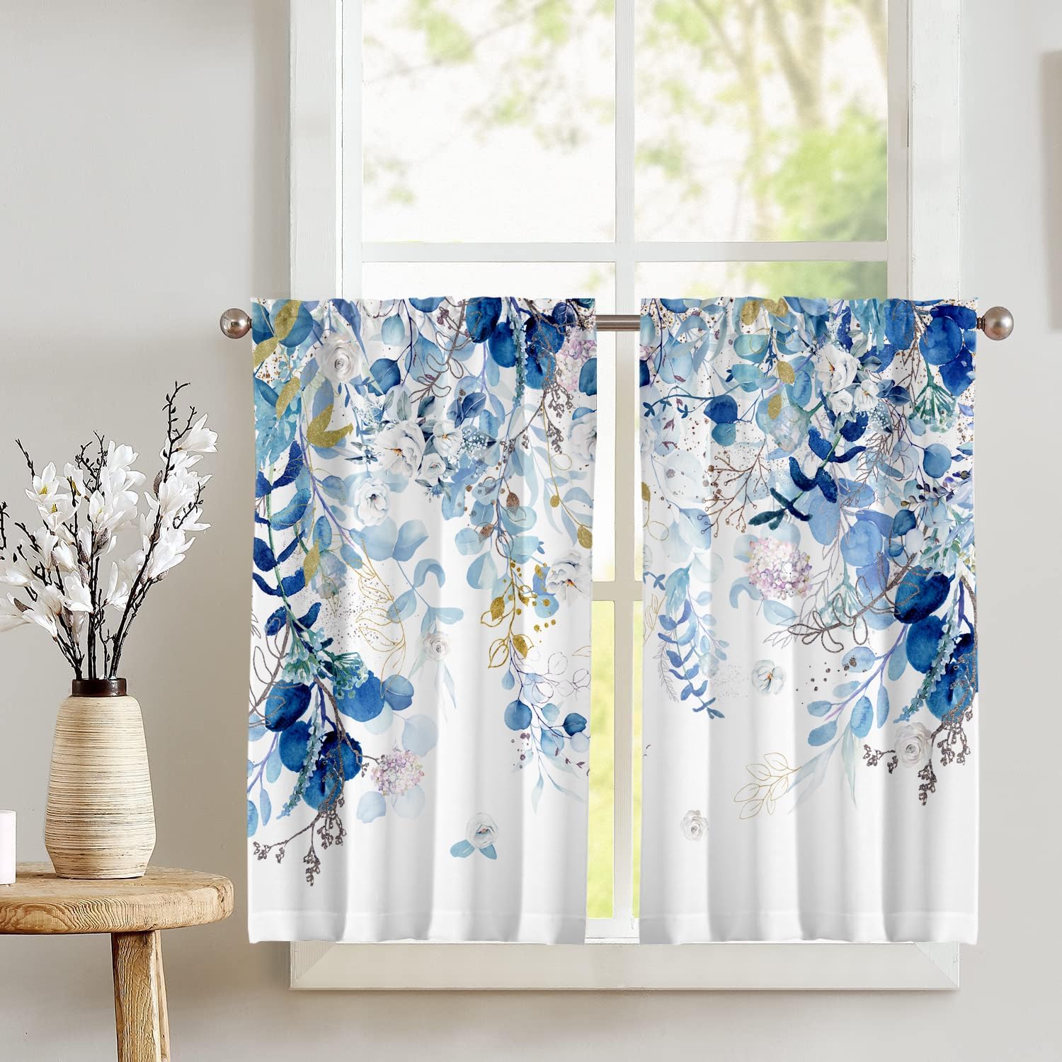 Sage Green Floral Curtain Panels