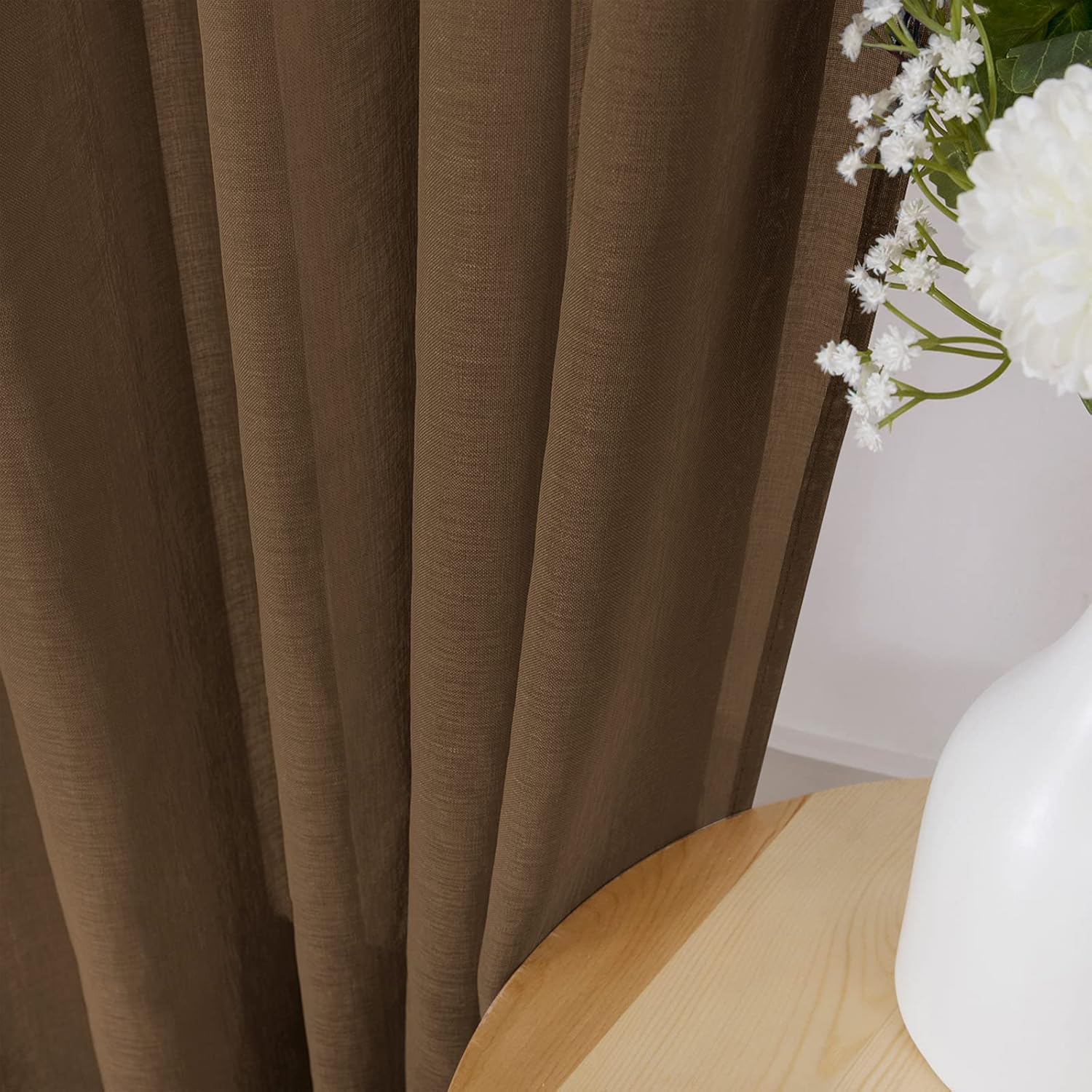 White Linen Sheer Curtain Panels