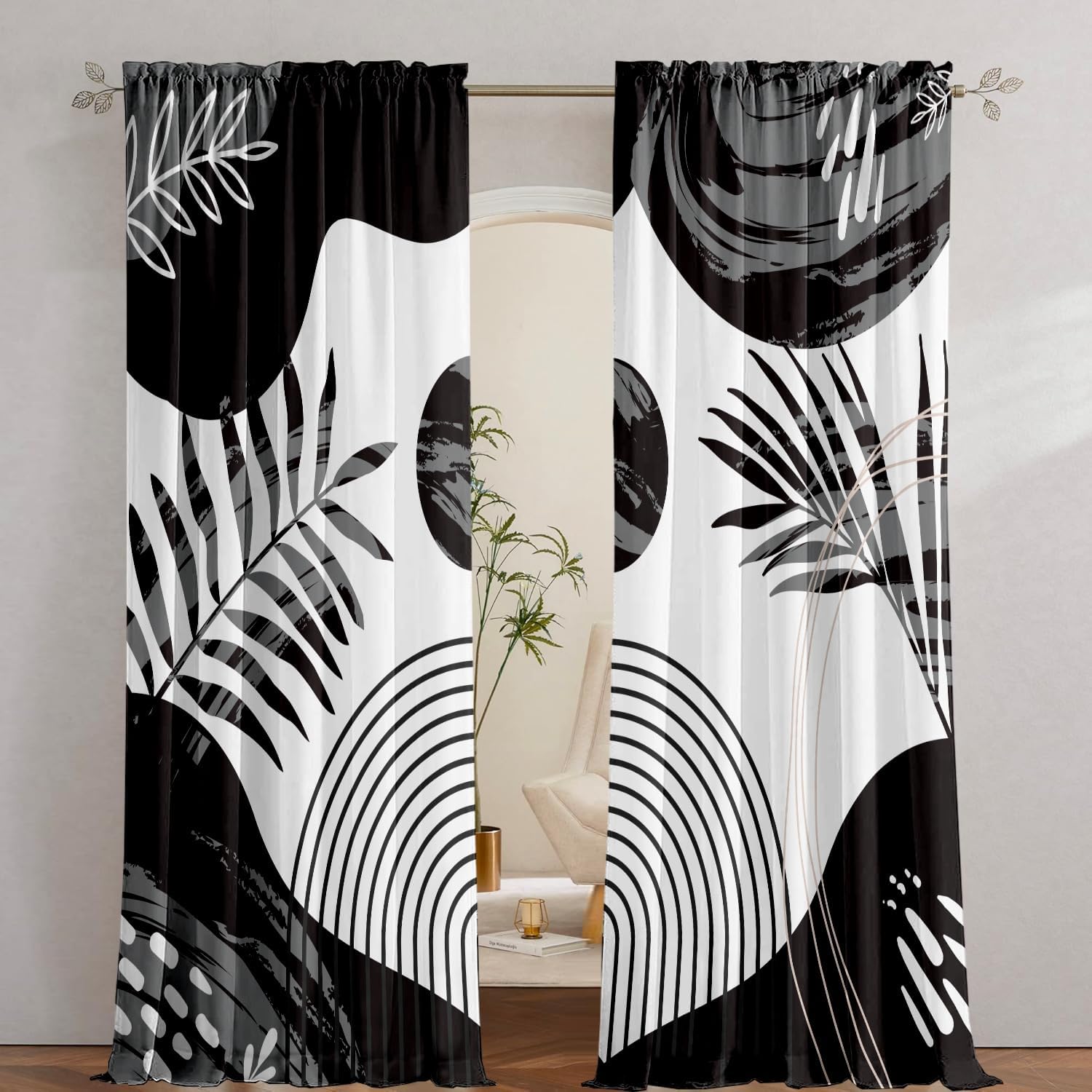 Sage Green Floral Curtain Panels
