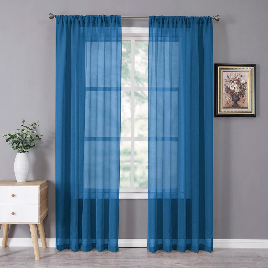 White Linen Sheer Curtain Panels