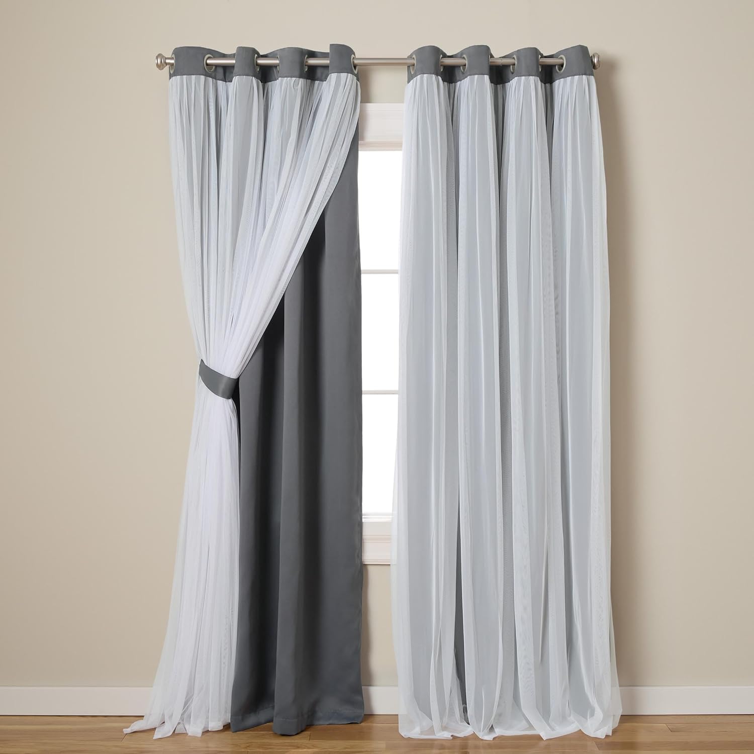 Rose Blush Layered Blackout Curtains