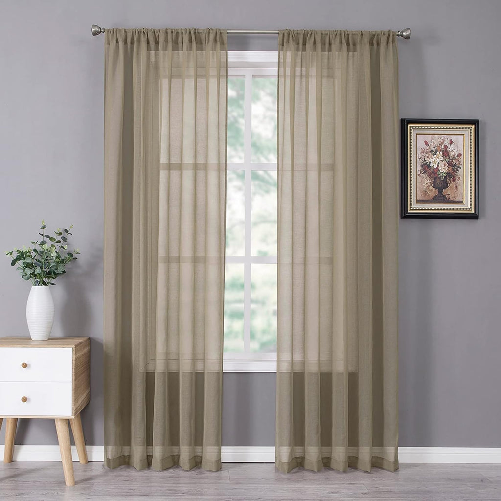 White Linen Sheer Curtain Panels