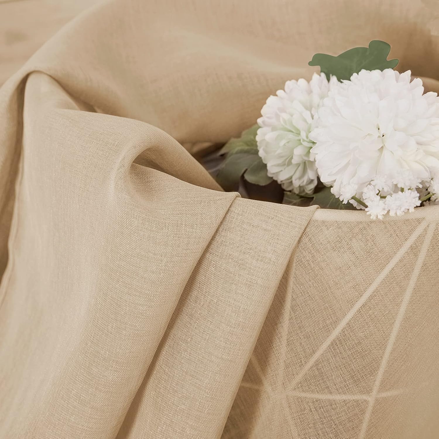 White Linen Sheer Curtain Panels