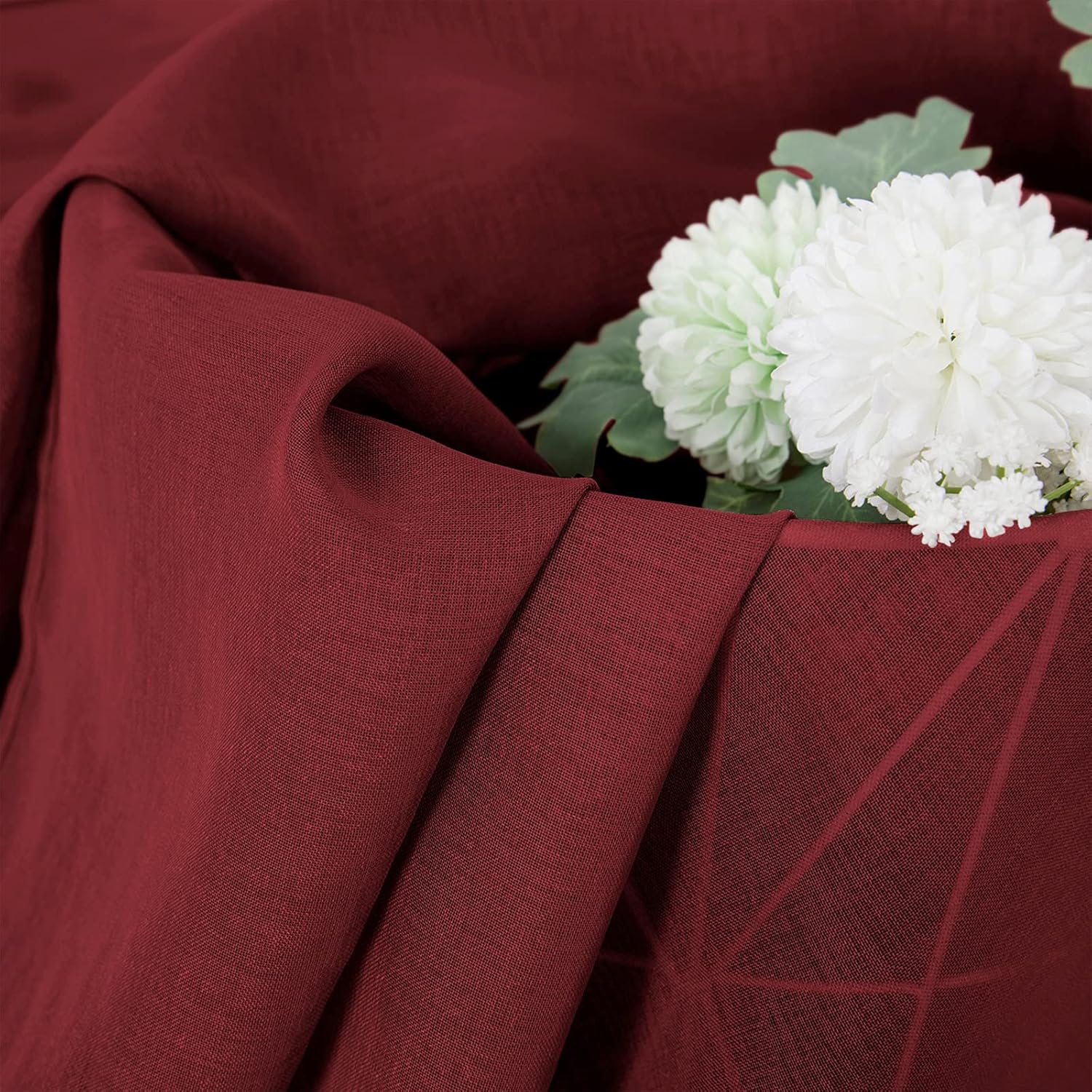 White Linen Sheer Curtain Panels