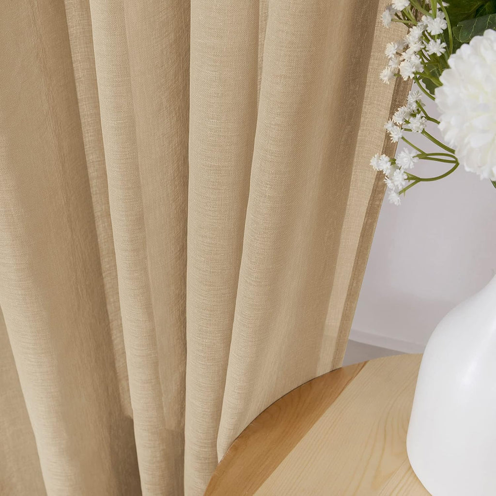 White Linen Sheer Curtain Panels