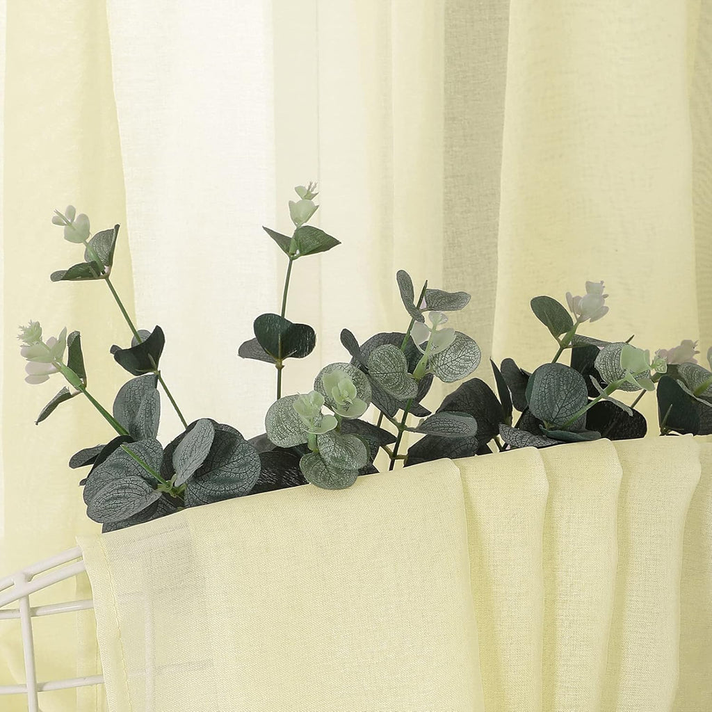 White Linen Sheer Curtain Panels