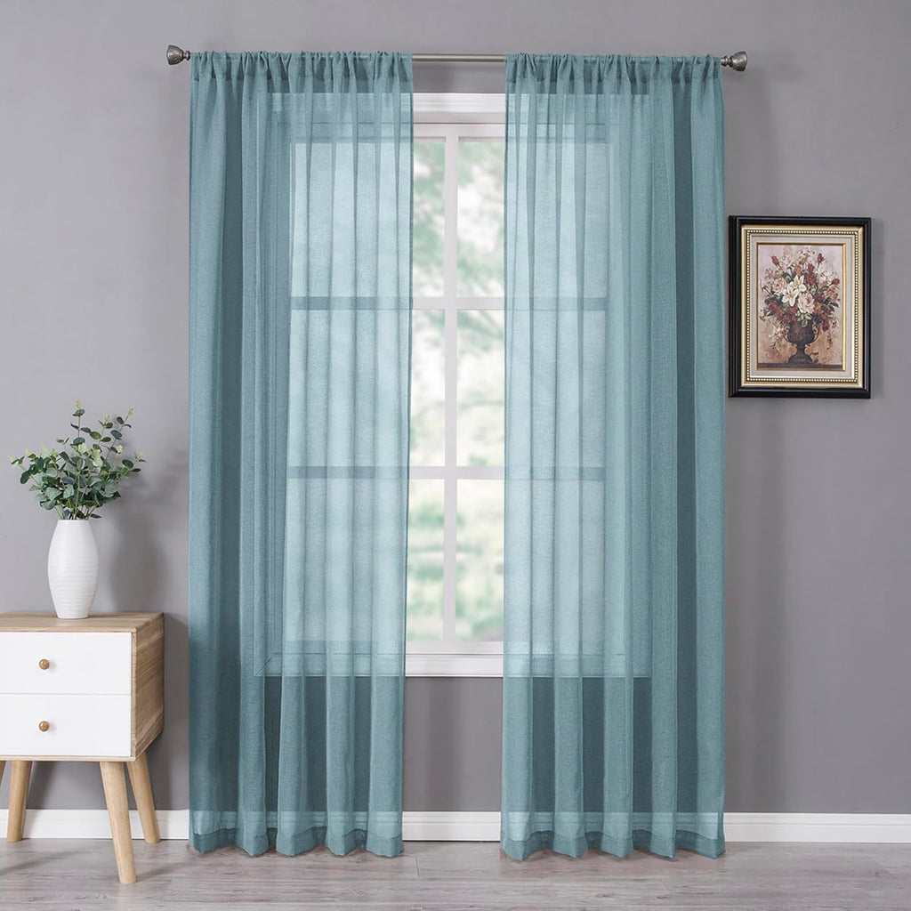 White Linen Sheer Curtain Panels