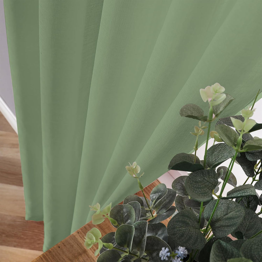 White Linen Sheer Curtain Panels