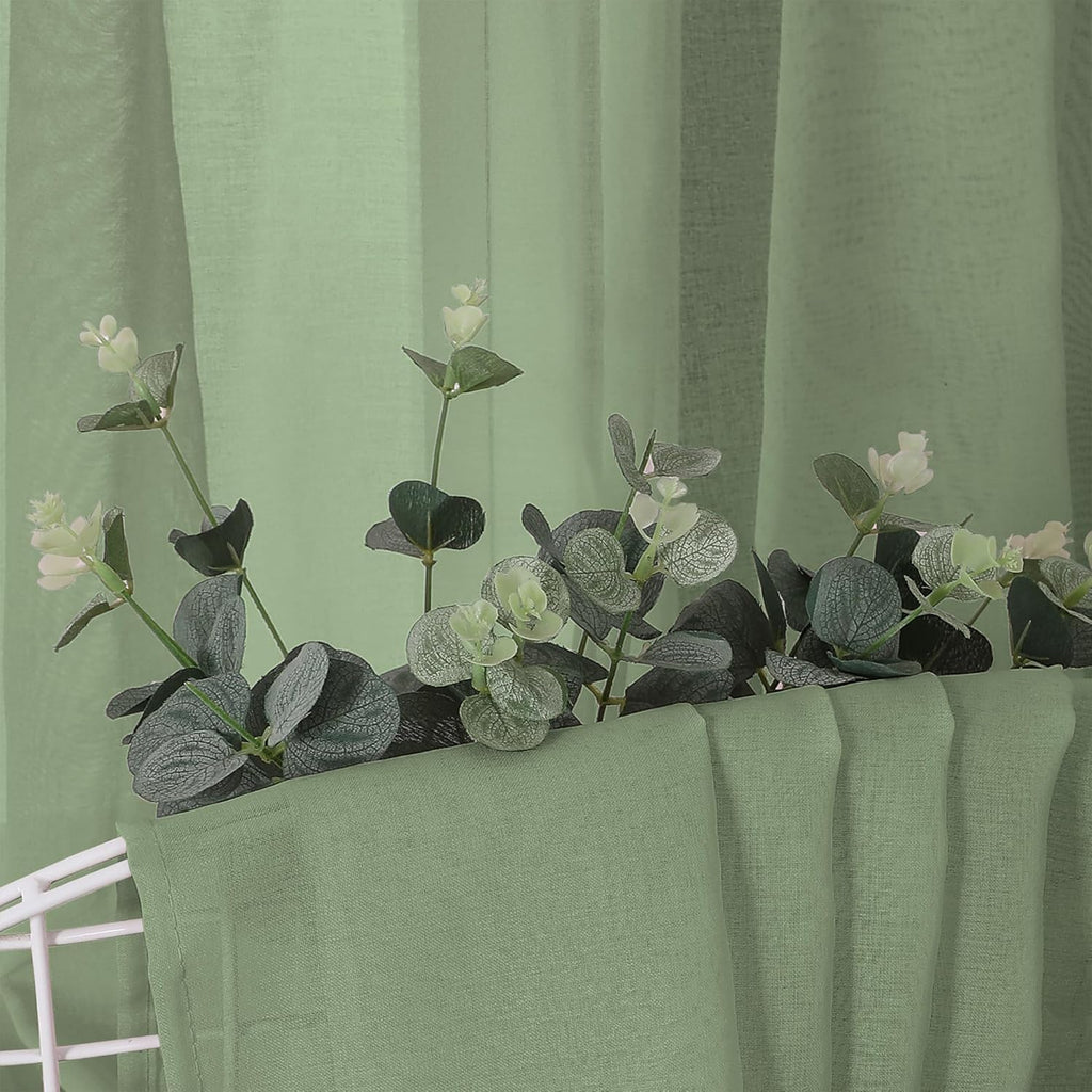White Linen Sheer Curtain Panels