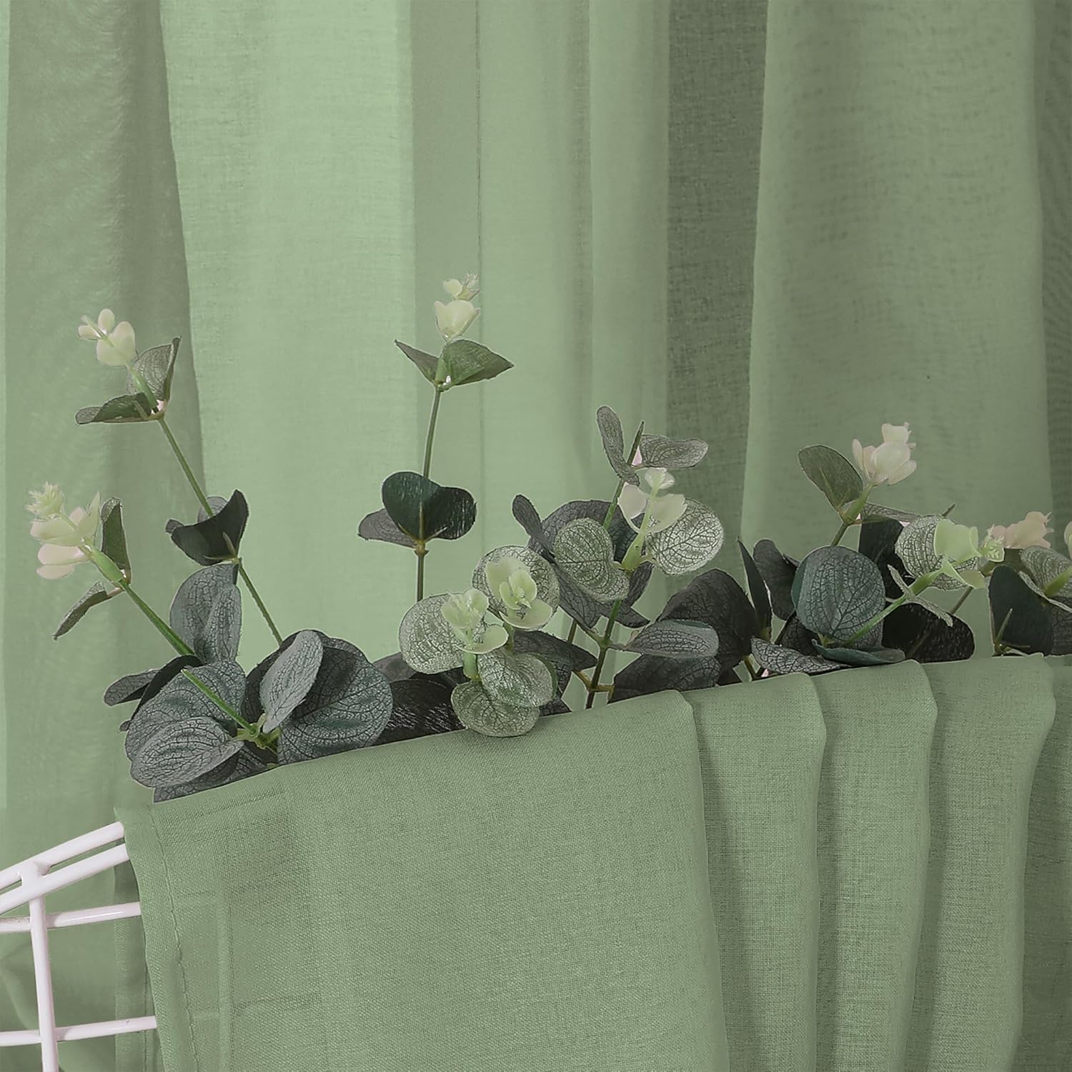 White Linen Sheer Curtain Panels