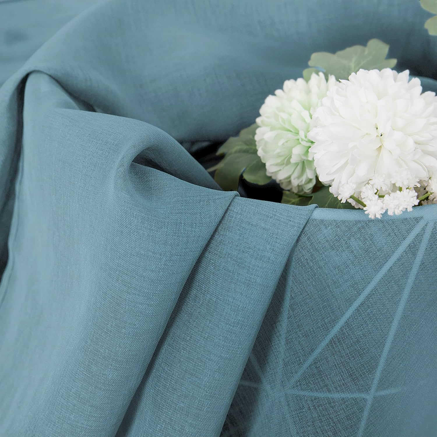 White Linen Sheer Curtain Panels