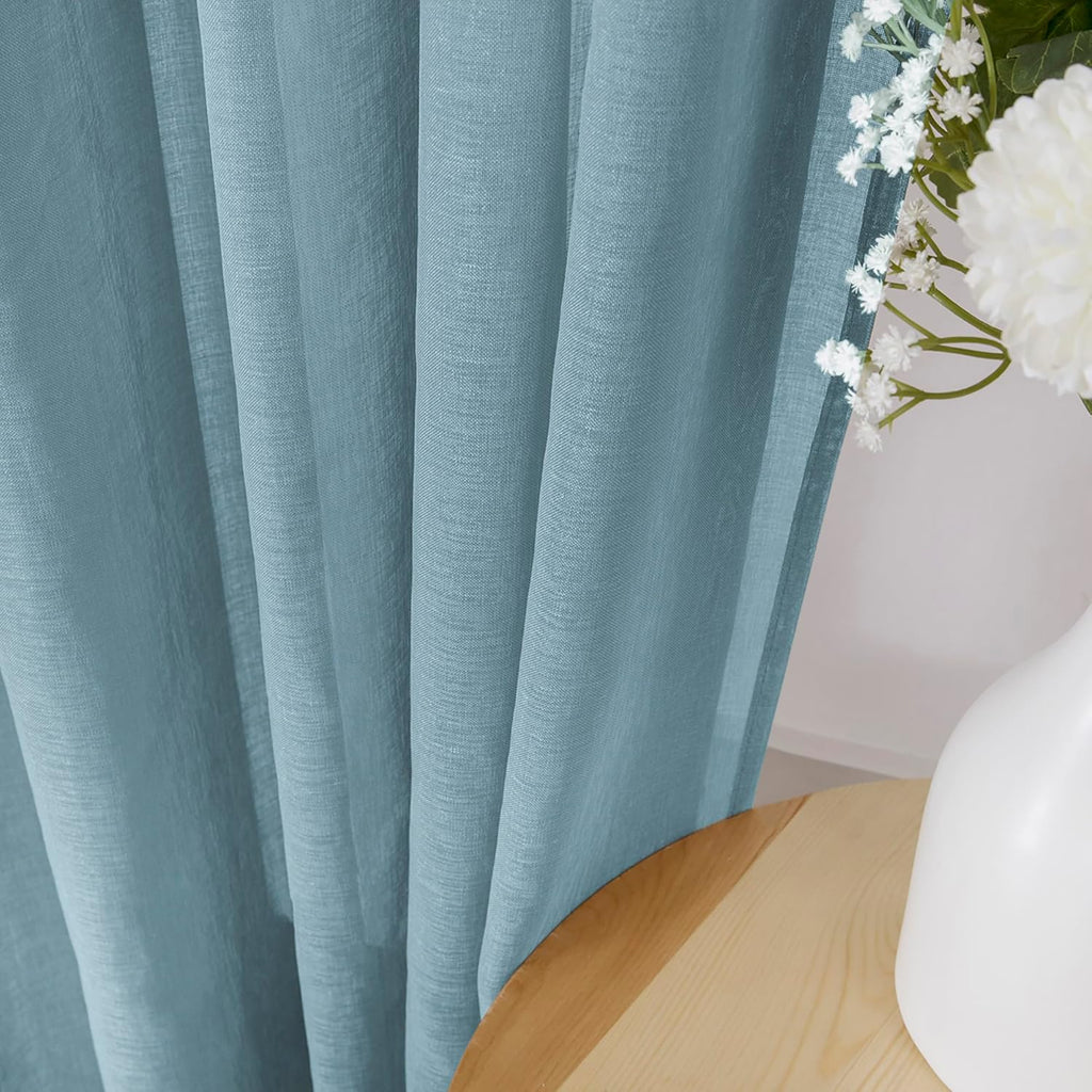 White Linen Sheer Curtain Panels