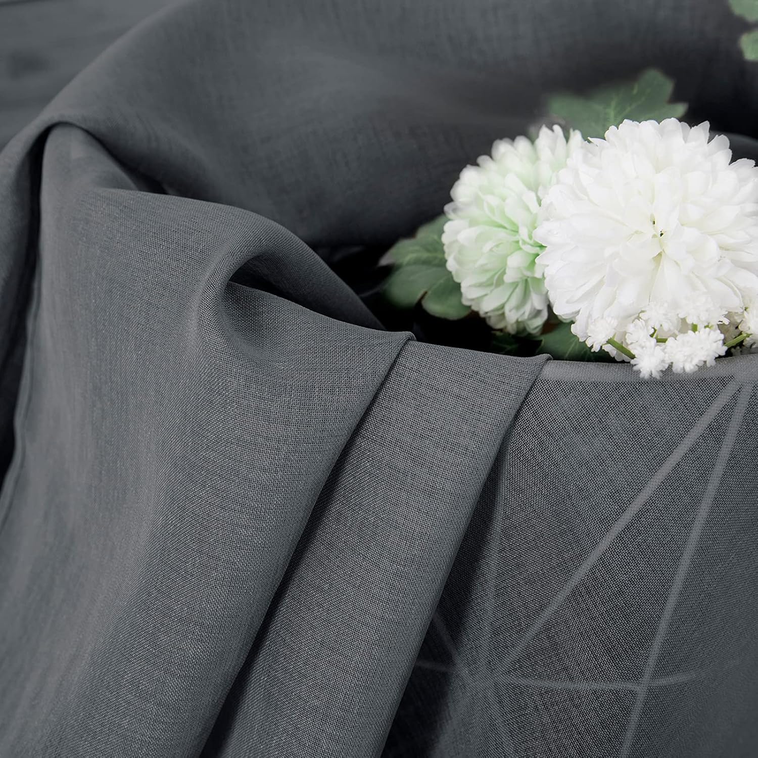 White Linen Sheer Curtain Panels