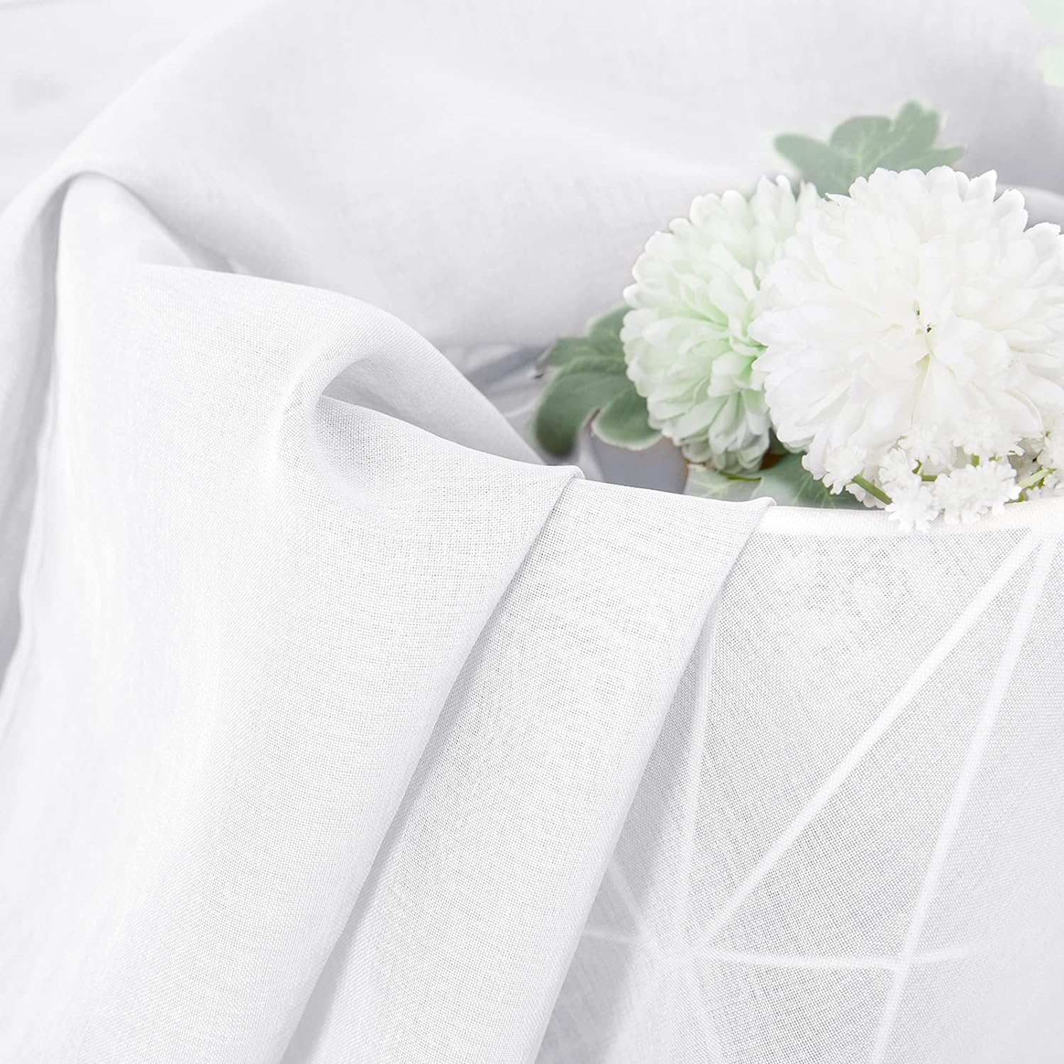 White Linen Sheer Curtain Panels