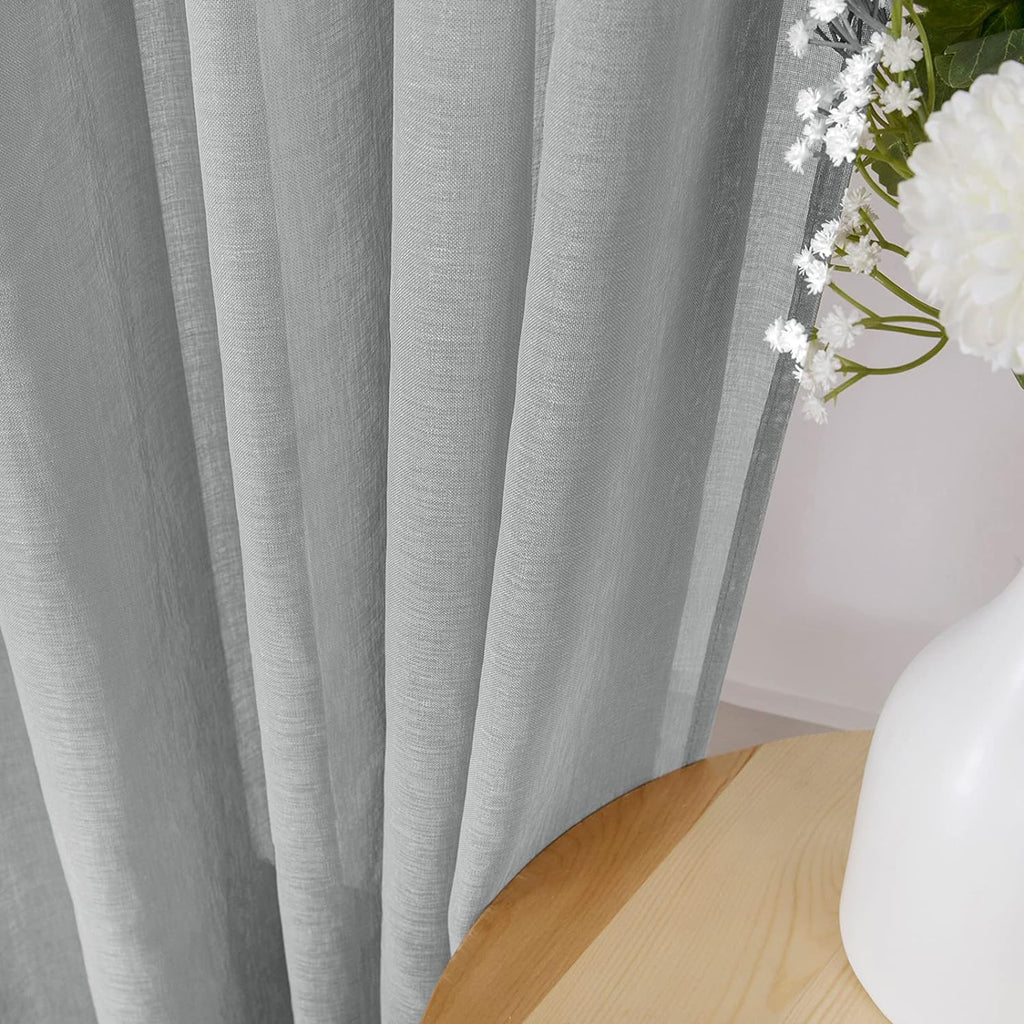 White Linen Sheer Curtain Panels