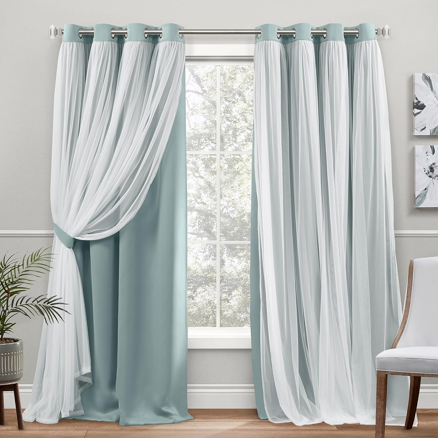 Rose Blush Layered Blackout Curtains